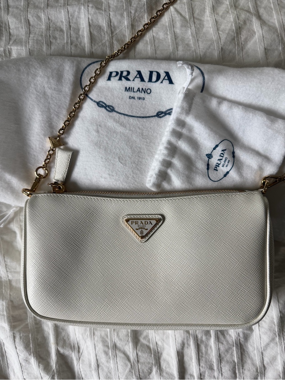 PRADA Mini Saffiano leather bag - White